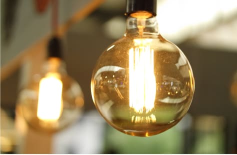 Up-close picture of a lightbulb
