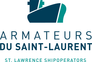 Armateurs du Saint-Laurent logo featuring a stylized ship icon and bilingual text, representing the St. Lawrence Shipoperators association.