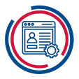 User profile icon with settings gear representing customized solutions.